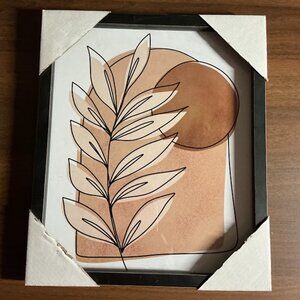 DECORATIVE LEAF FRAMED GLASS WALL PORTRAIT